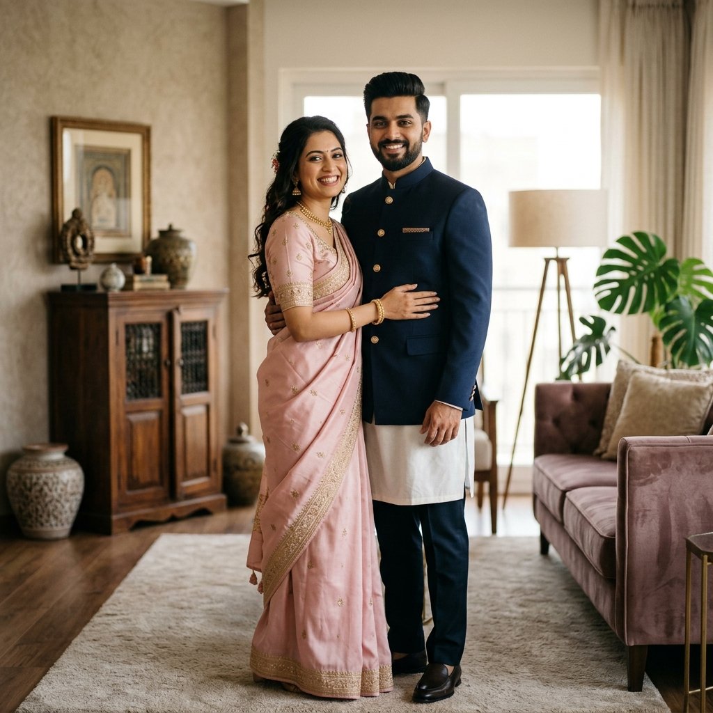 Happy Indian Matrimonial Couple