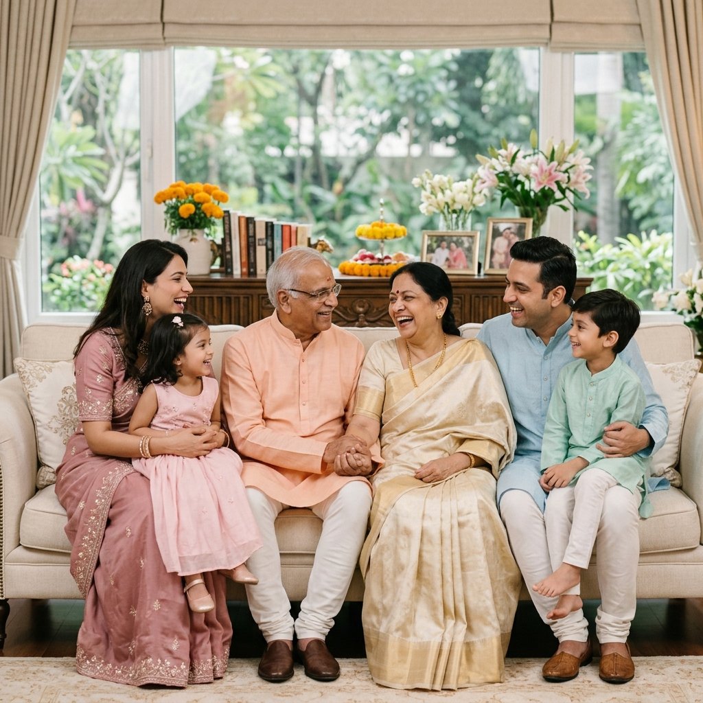 Happy Indian Family Connecting